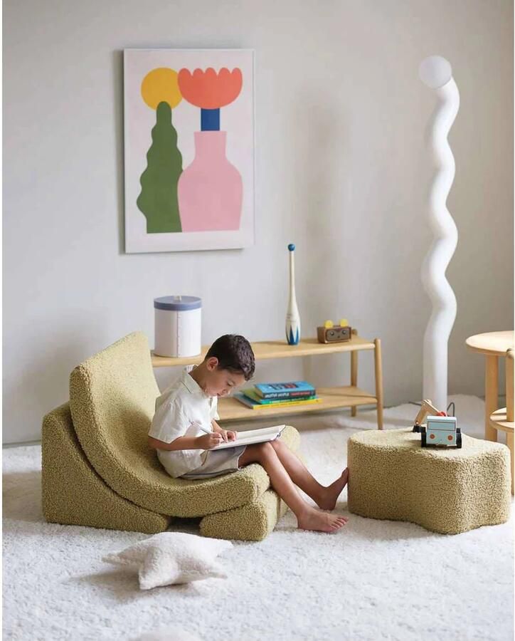 Wigiwama Teddy Cloud Pouffe Poef Ø40x25cm Matcha - Foto 3