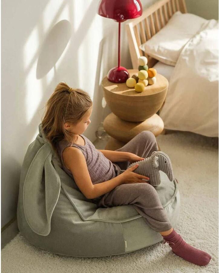 Wigiwama Kinder Zitzak Beanbag Bunny Kinderkamer Misty Green Zitzak Kind Zit Zak 100% OEKO- Tex Katoen - Foto 4
