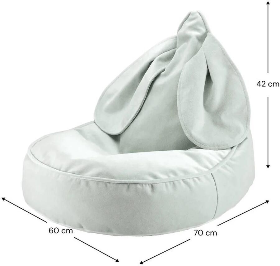 Wigiwama Kinder Zitzak Beanbag Bunny Kinderkamer Misty Green Zitzak Kind Zit Zak 100% OEKO- Tex Katoen - Foto 3