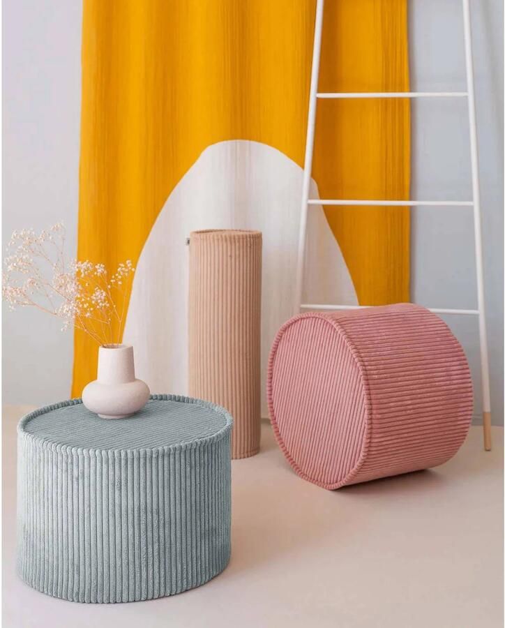 Wigiwama Corduroy Pouffe Poef Ø40x25cm Peppermint Green - Foto 3
