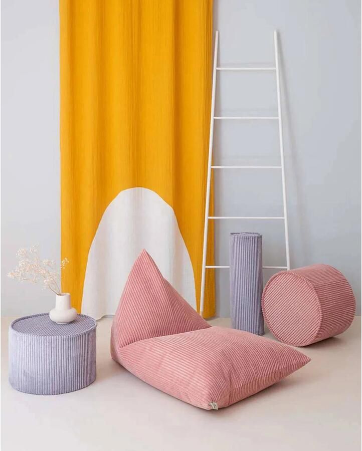Wigiwama Corduroy Pouffe Poef Ø40x25cm Pink Mousse - Foto 3