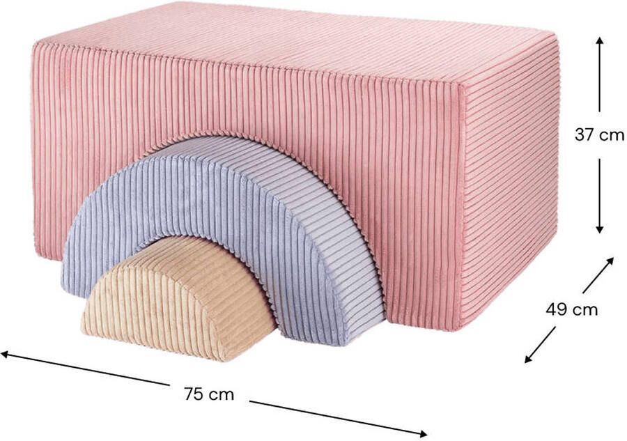 Wigiwama Corduroy Rainbow Playset Speelset 75x49x37cm Pink Mousse