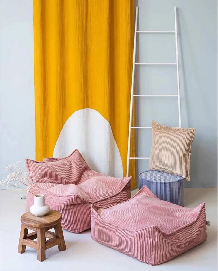 Wigiwama Corduroy Square Ottoman Poef 80x70x50cm Pink Mousse