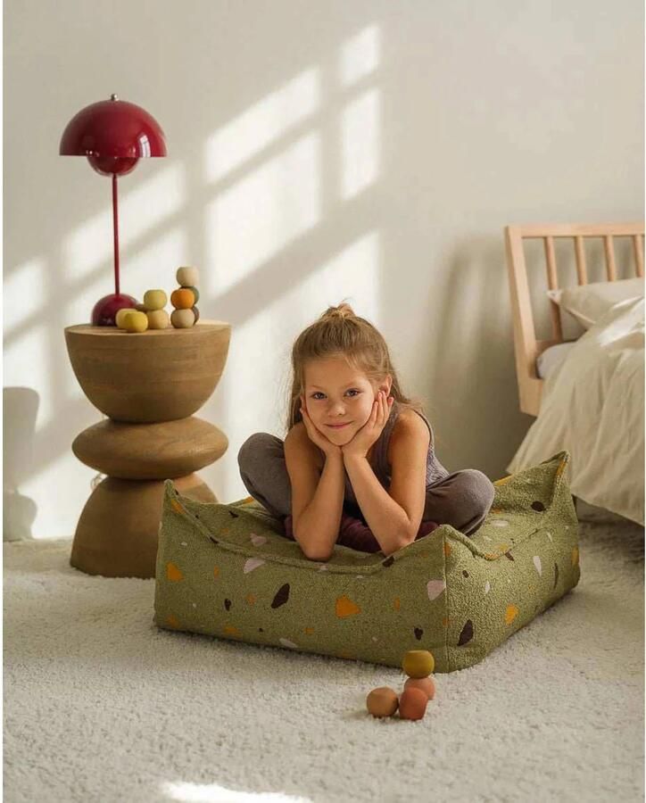 Wigiwama Teddy Square Ottoman Poef 80x70x50cm Terrazzo Moss