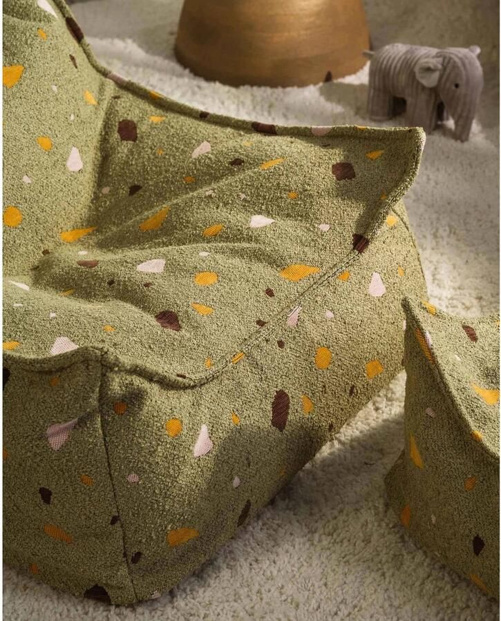 Wigiwama Teddy Beanbag Chair Zitzak 80x70x50cm Terrazzo Moss