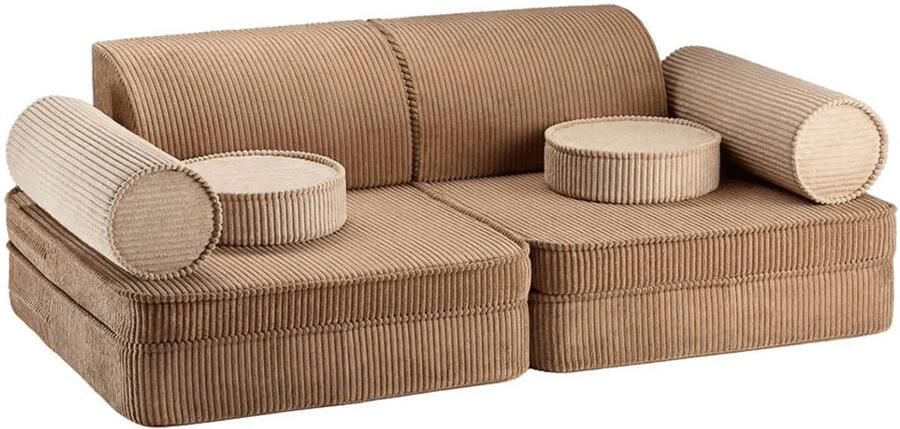 Wigiwama Modulaire speelbank Toffee Lounge en speelbank kinderen kinder speelbank bankje kinderkamer comfortabel en zacht duurzaam speelbankje speelsofa OEKO-TEX gecertificeerd modulaire speelset- zitzak kinderen