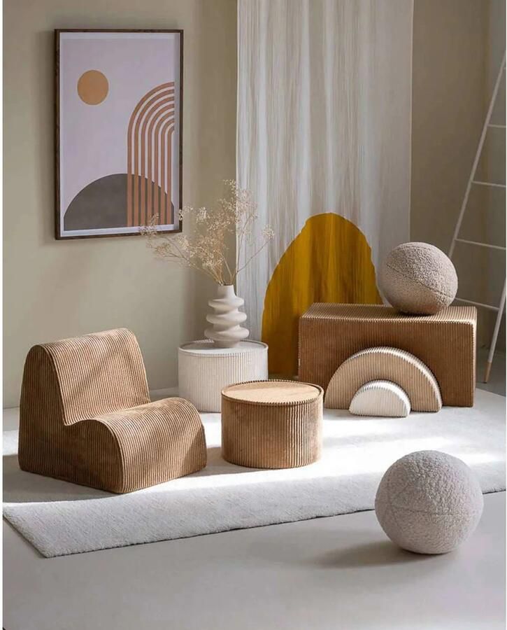 Wigiwama Corduroy Pouffe Poef Ø40x25cm Toffee - Foto 2