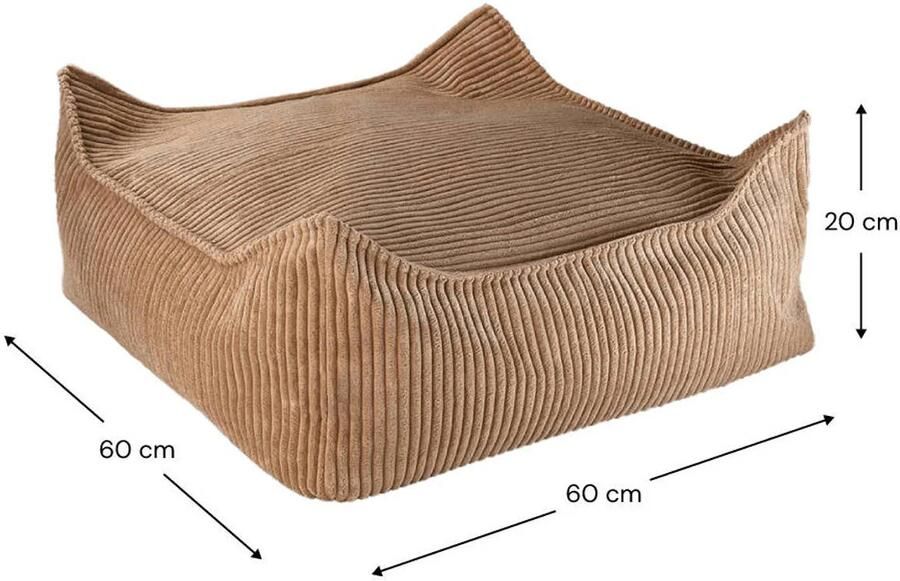 Wigiwama Corduroy Square Ottoman Poef 80x70x50cm Toffee - Foto 3