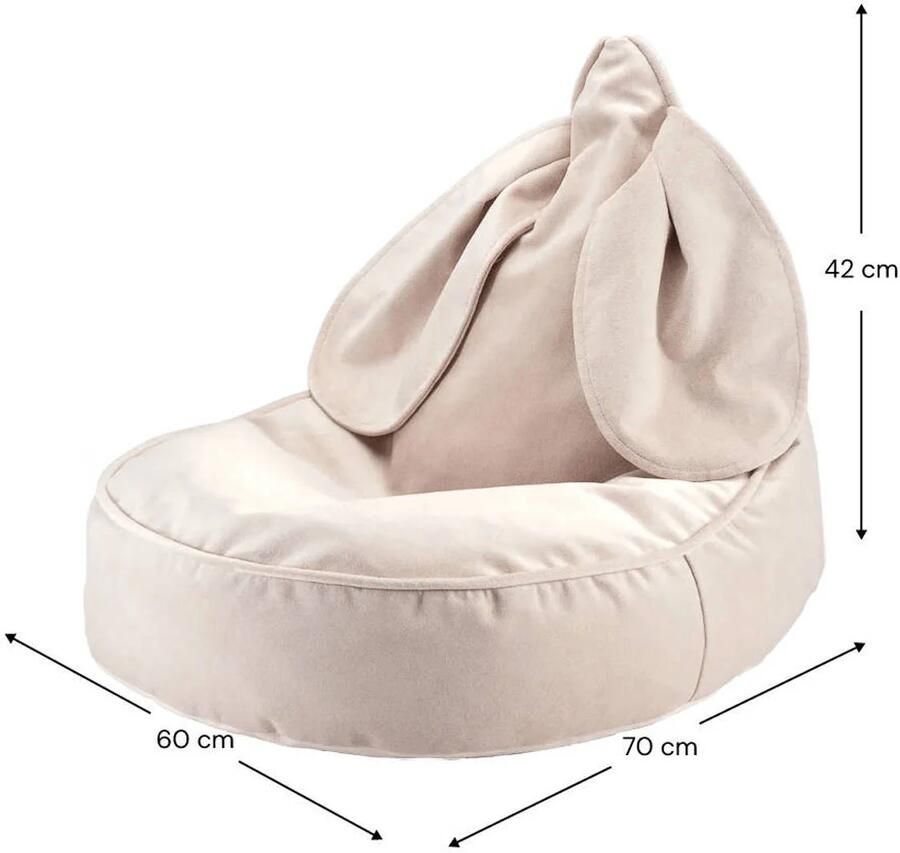 Wigiwama Velvet Bunny Beanbag Chair Zitzak Ø60x75cm Dusty Beige - Foto 3