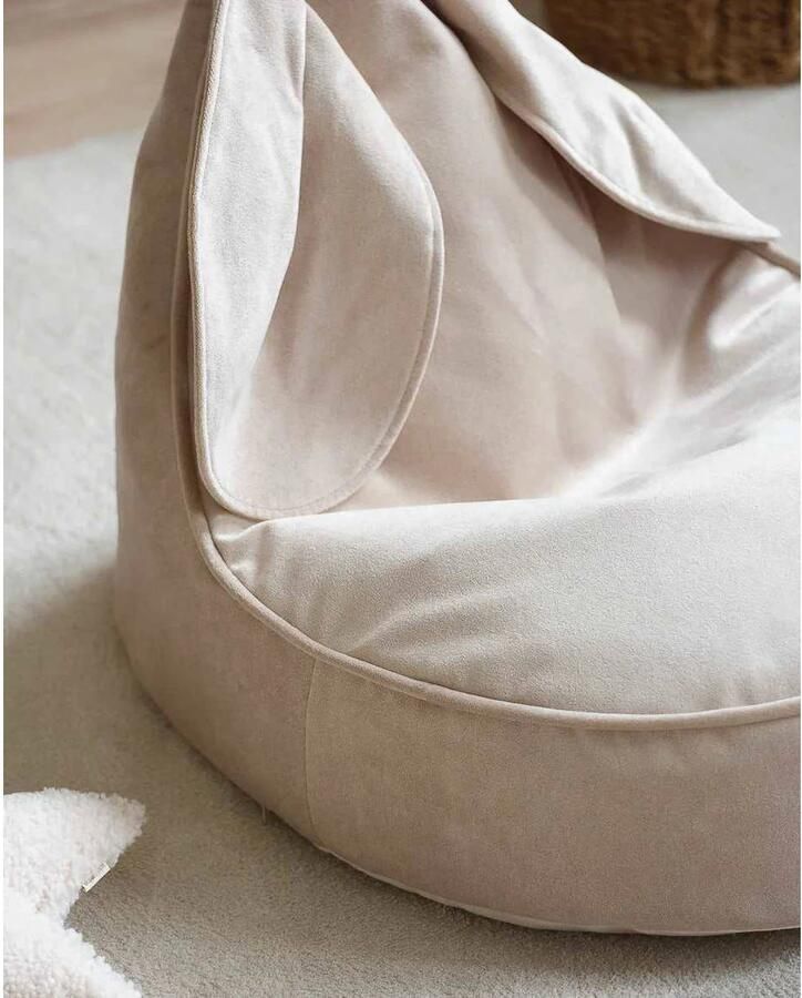 Wigiwama Velvet Bunny Beanbag Chair Zitzak Ø60x75cm Dusty Beige - Foto 4