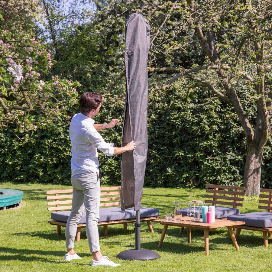 Outdoor Covers Premium beschermhoes parasol grijs 220x400 cm Leen Bakker
