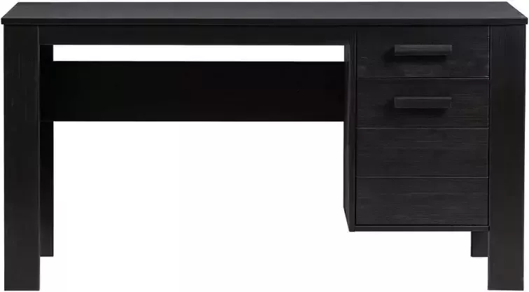 WOOOD Dennis Bureau Grenen Geborsteld Zwart 74x141x59 - Foto 5