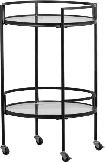 WOOOD Exclusive Zora Trolley Metaal Glas Zwart 79x50x50