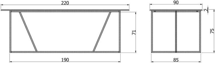 WOOOD Eettafel Silas rechthoekige vorm hout gedeeltelijk massief h 75 cm x b 220 cm - Foto 4