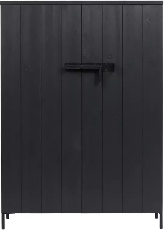 WOOOD Bruut Kast 2-Deurs Geborsteld Grenen Zwart 140 5x100x41 5 - Foto 4