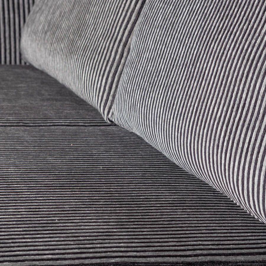 BePureHome WOOOD 2 5-Zits Bank Rodeo Streep Zwart|Grijs 85x190x86 cm