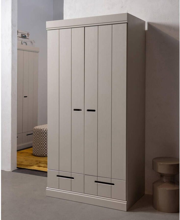 WOOOD Connect Kledingkast 2-Deurs met lade Grenen Dust 195x94x53