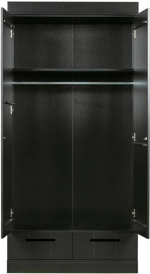 WOOOD Connect Kledingkast 2-Deurs met Lade- Grenen Zwart 195x94x53 - Foto 2