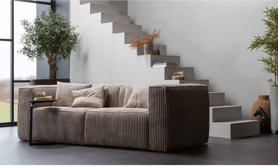 WOOOD Bean 3 5-Zits Bank Ribstof Travertin 73x246x96 - Foto 2