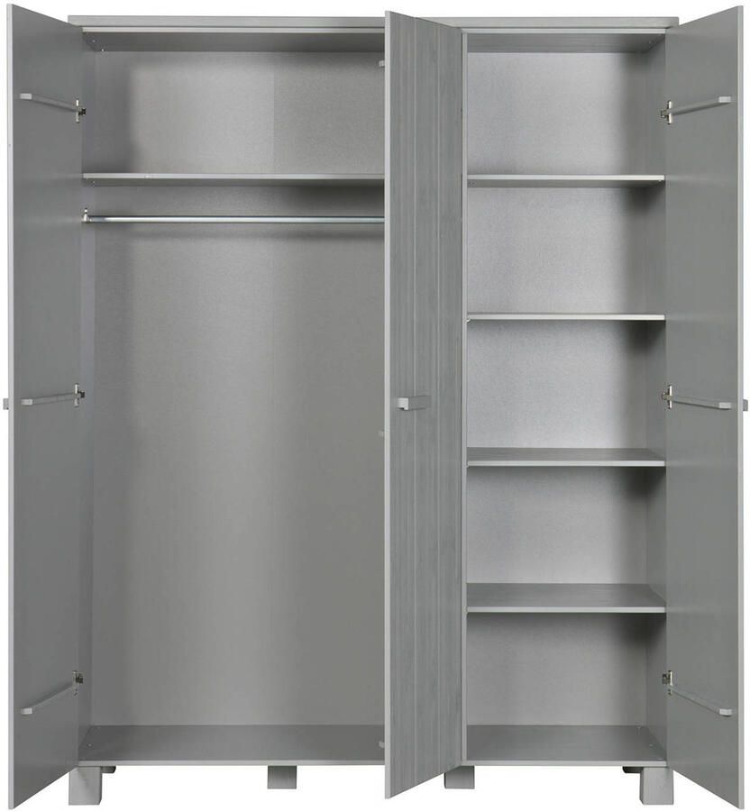 WOOOD Dennis 3-Deurs Kast Grenen Geborsteld Betongrijs 202x158x55 - Foto 3