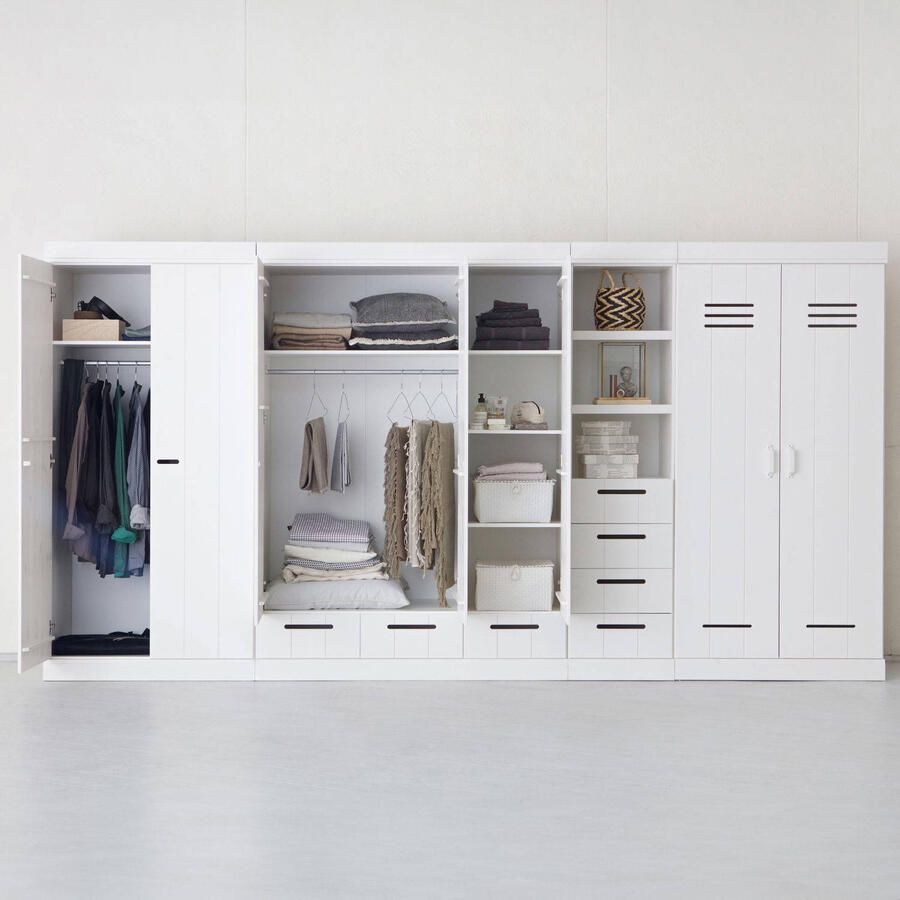 Woood Connect Kledingkast H 195 x B 140 x D 53 cm Lades Planken en Roede Wit - Foto 2