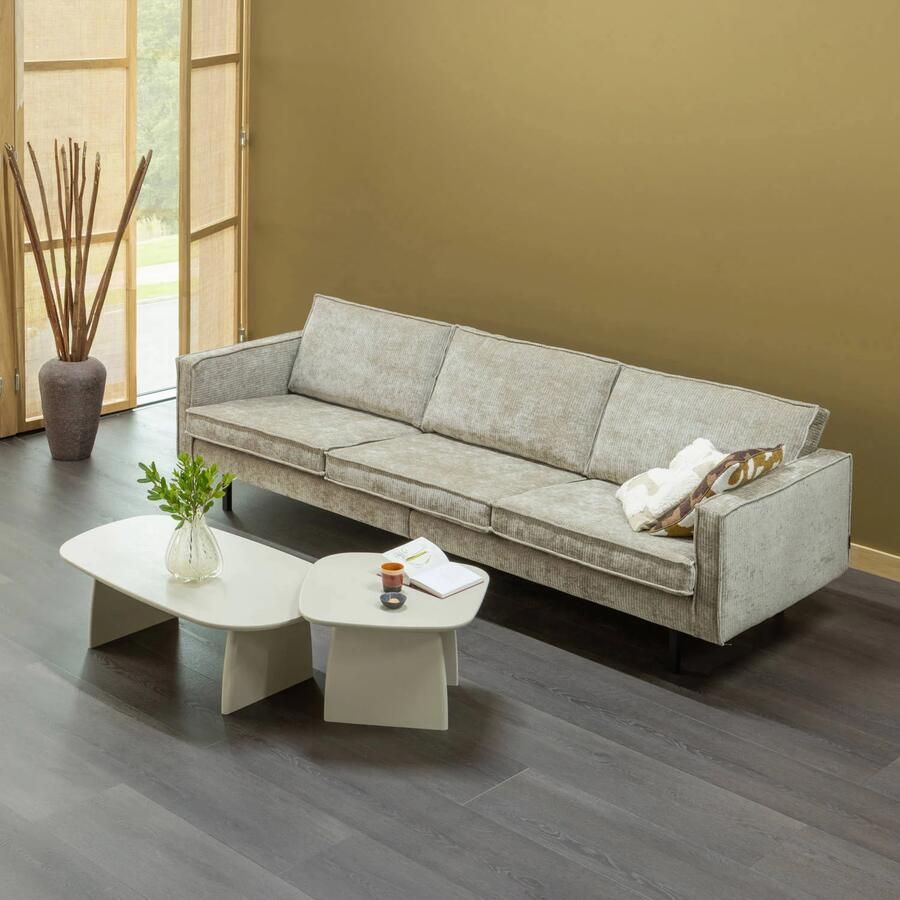 WOOOD Rodeo 3-Zits Bank Ribstof Donkerzand 85x277x86 - Foto 2