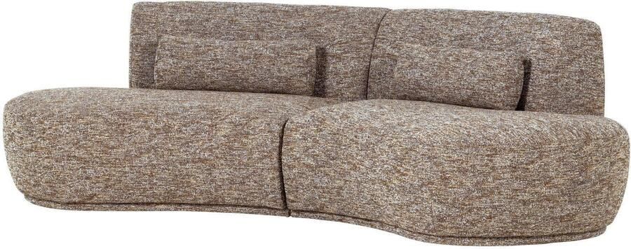 WOOOD Batavier Half Ronde Bank 4-Zits Polyester Lichtbruin