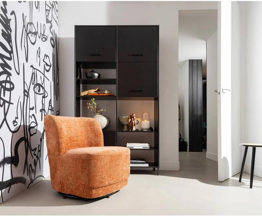WOOOD Atty Draaifauteuil Velvet Stof Bloesem Oranje 75x74x65 cm - Foto 3