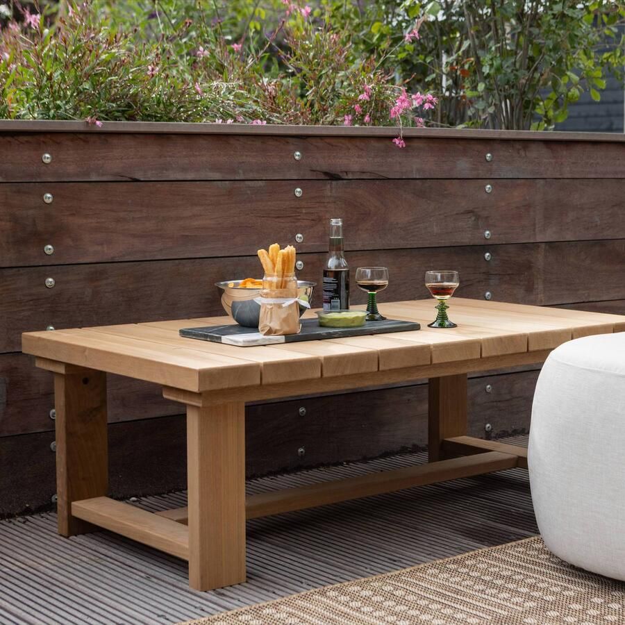 WOOOD Banco Salontafel Tuin Hout Metaal Naturel 42x122x68 - Foto 2