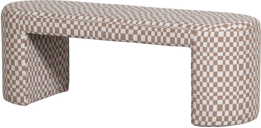 WOOOD Jacob Bankje Chess Stof Ruitjes Zand Beige 46x130x46 cm