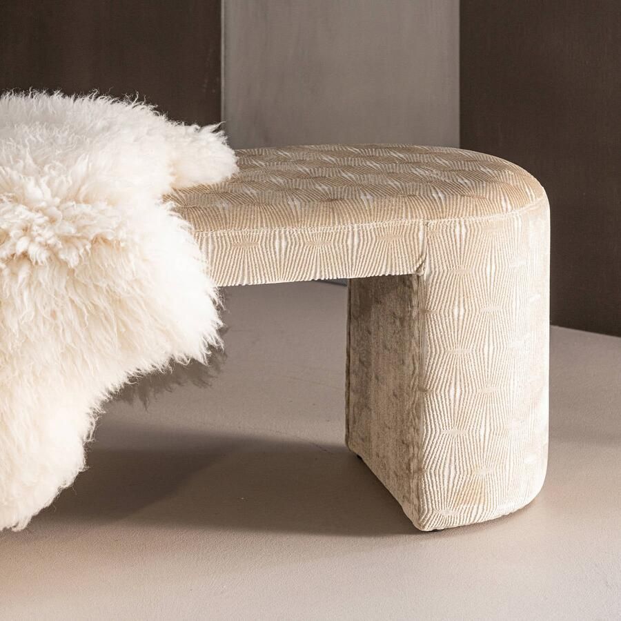 WOOOD Jacob Bankje Dessin Geweven stof Naturel Beige 46x130x46 cm - Foto 3