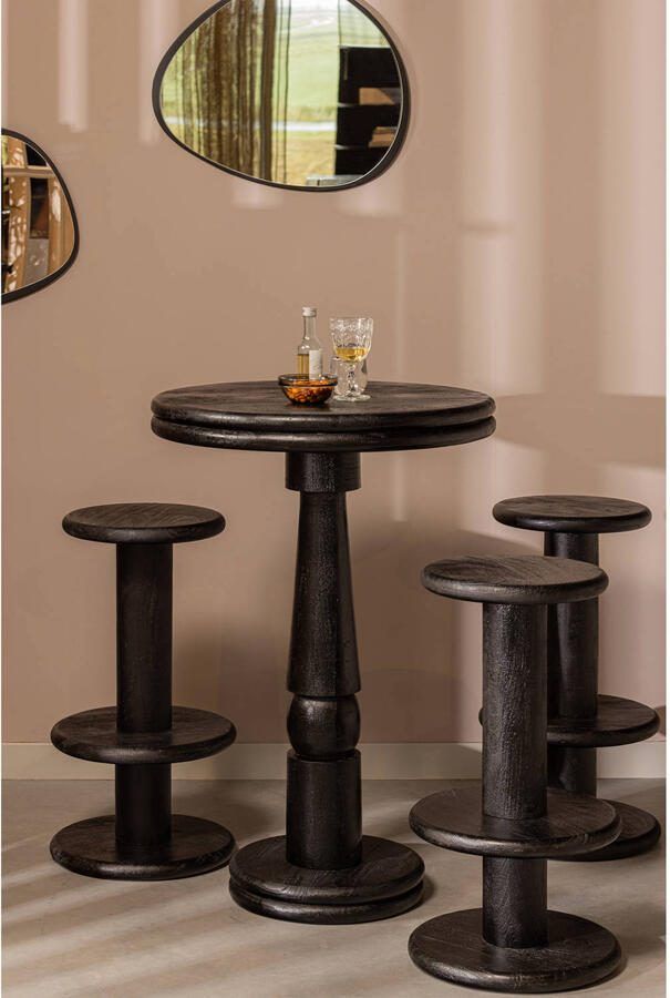 WOOOD Exclusive Barkruk Kolby Mangohout Zwart 105x70x70 - Foto 3