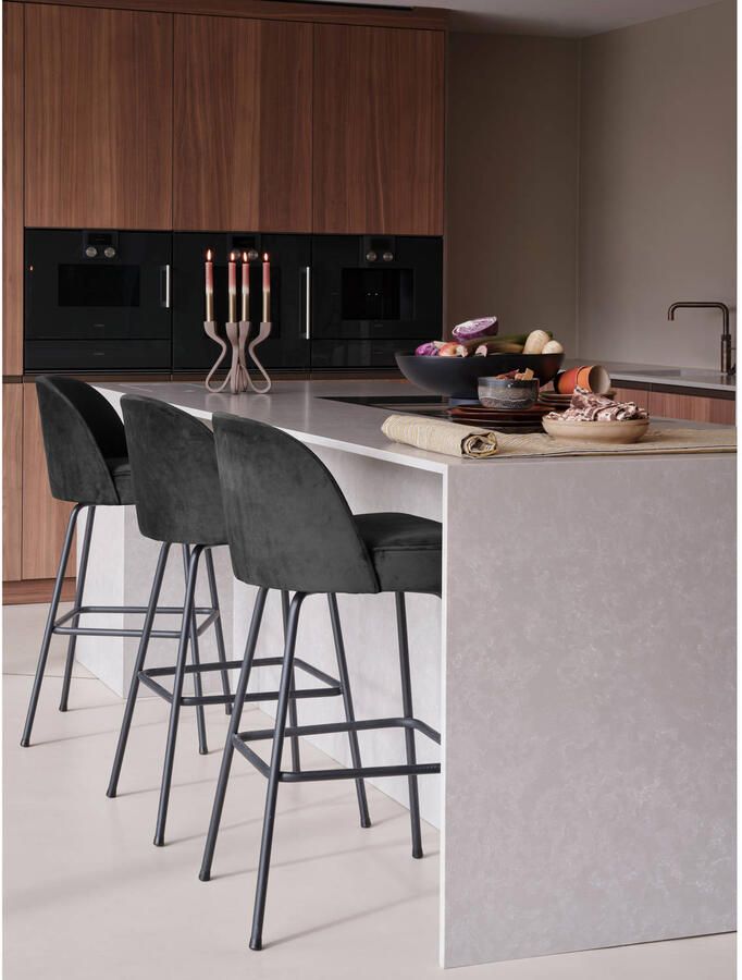 BePureHome Vogue Barstoel Velvet Zwart 103x50x55