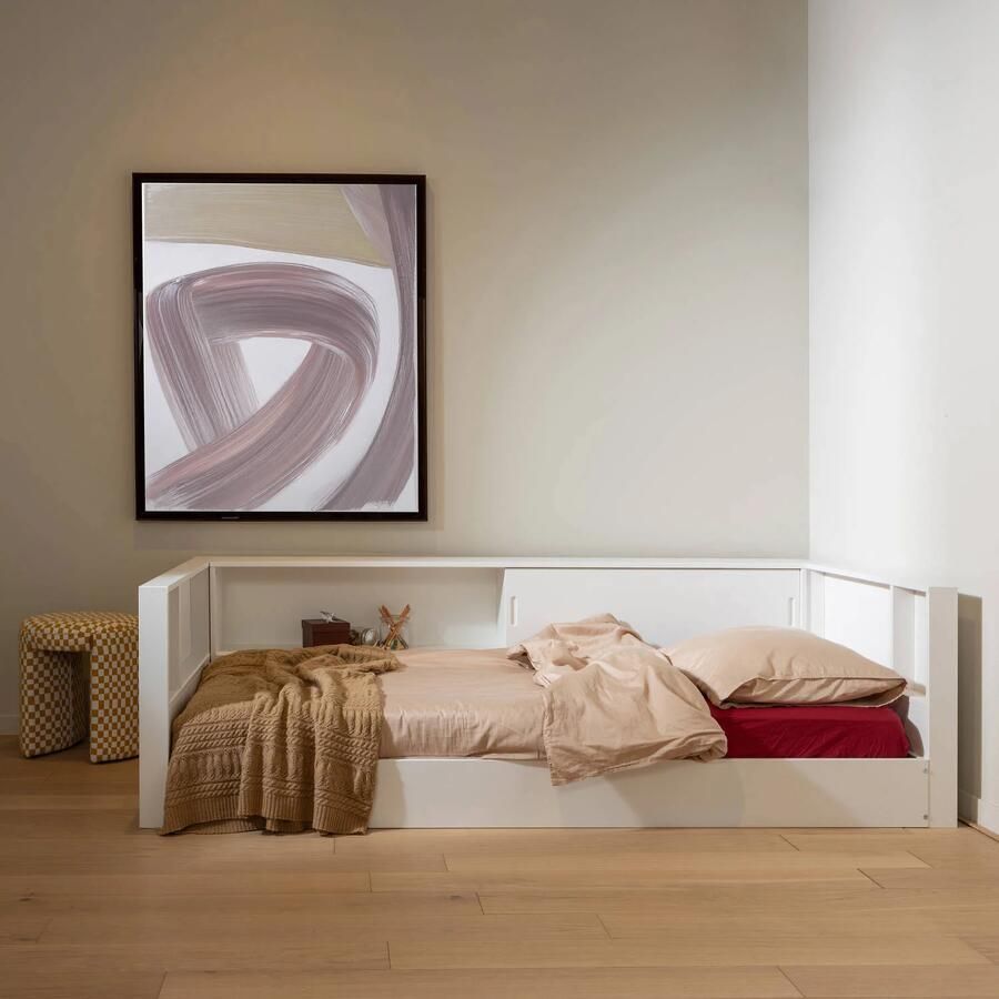 WOOOD Carter Bedbank Grenenhout Wit 90x200 - Foto 2