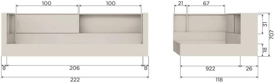 WOOOD Carter Bedbank Grenenhout Wit 90x200 - Foto 4