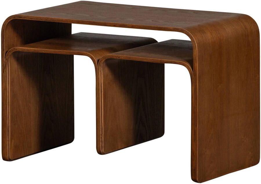 WOOOD Frey Multifunctionele Bijzettafel Hout Walnoot 40x60x32 - Foto 3