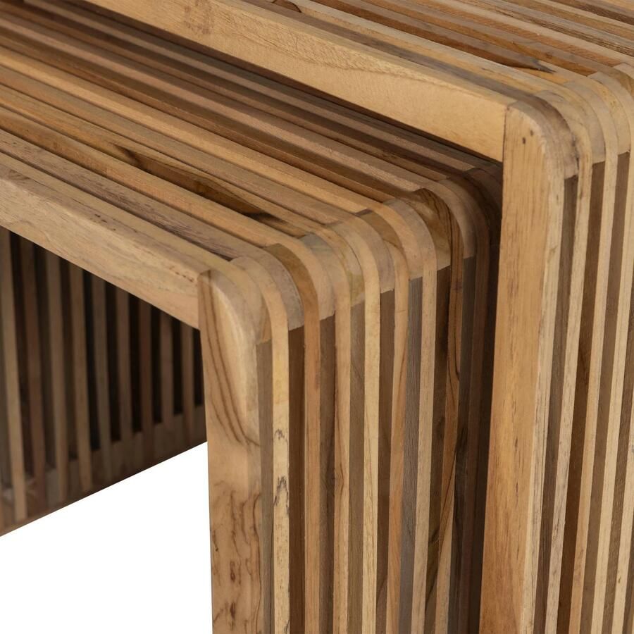 WOOOD Jasmijn Bijzettafels Recycled Teak Hout Naturel Set van 2