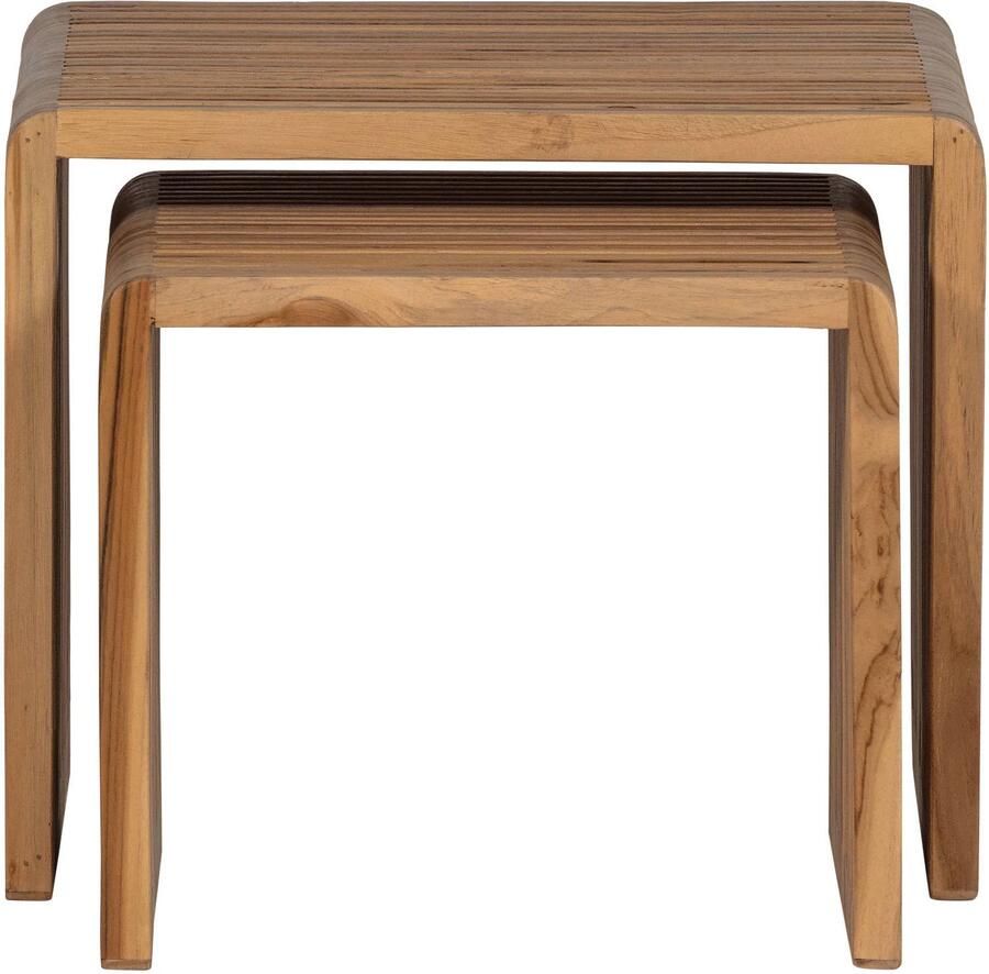 WOOOD Jasmijn Bijzettafels Recycled Teak Hout Naturel Set van 2 - Foto 2