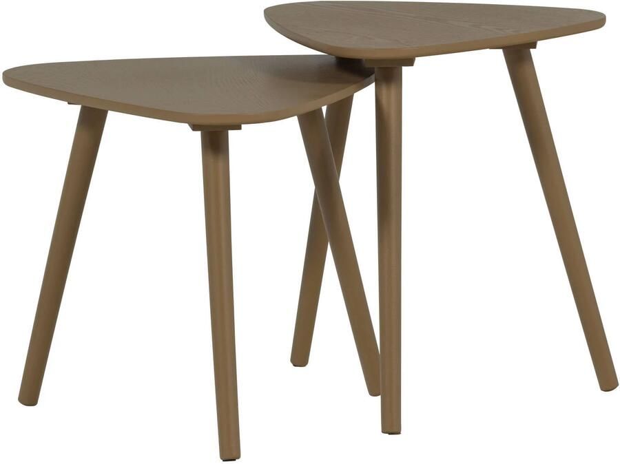 WOOOD Nila Bijzettafels Hout Mud Bruin Set van 2