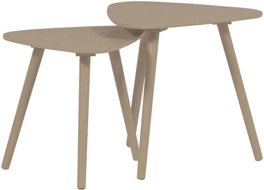 WOOOD Nila Bijzettafels Hout Zand Beige Set van 2