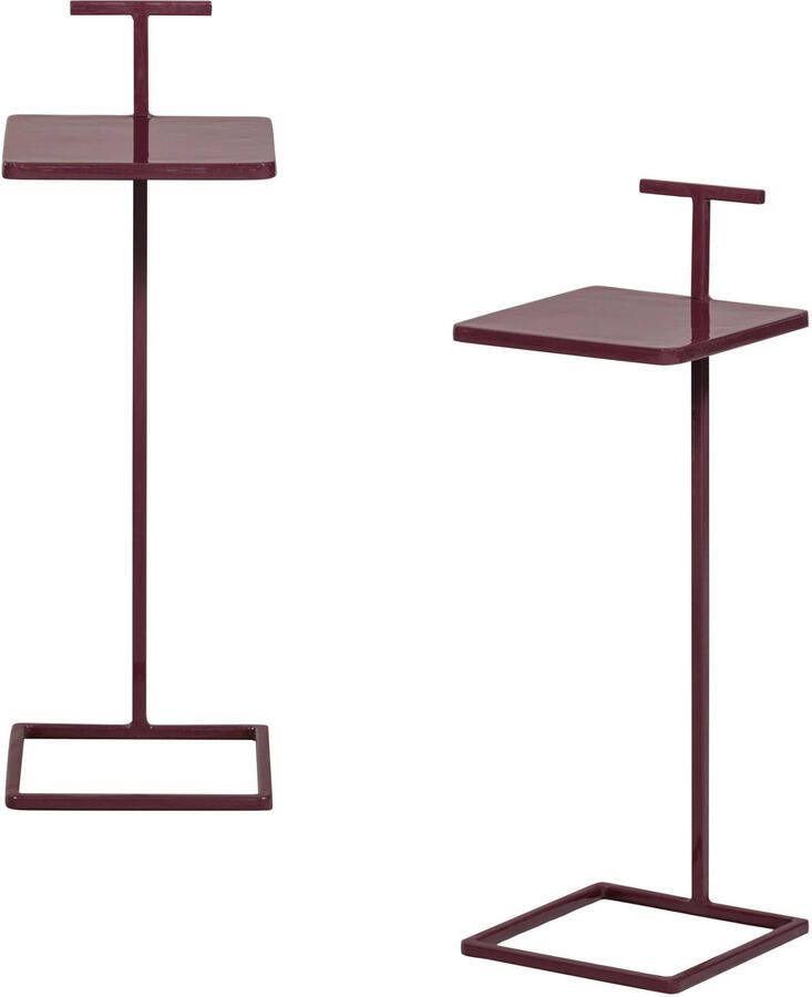WOOOD Toste Bijzettafels Metaal Aubergine Set van 2 - Foto 3