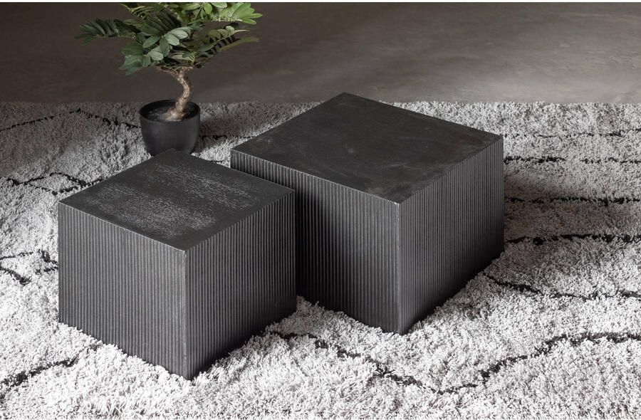 WOOOD Exclusive WOOOD Vierkante Bijzettafel Sanne Set van 2 stuks zwart - Foto 4