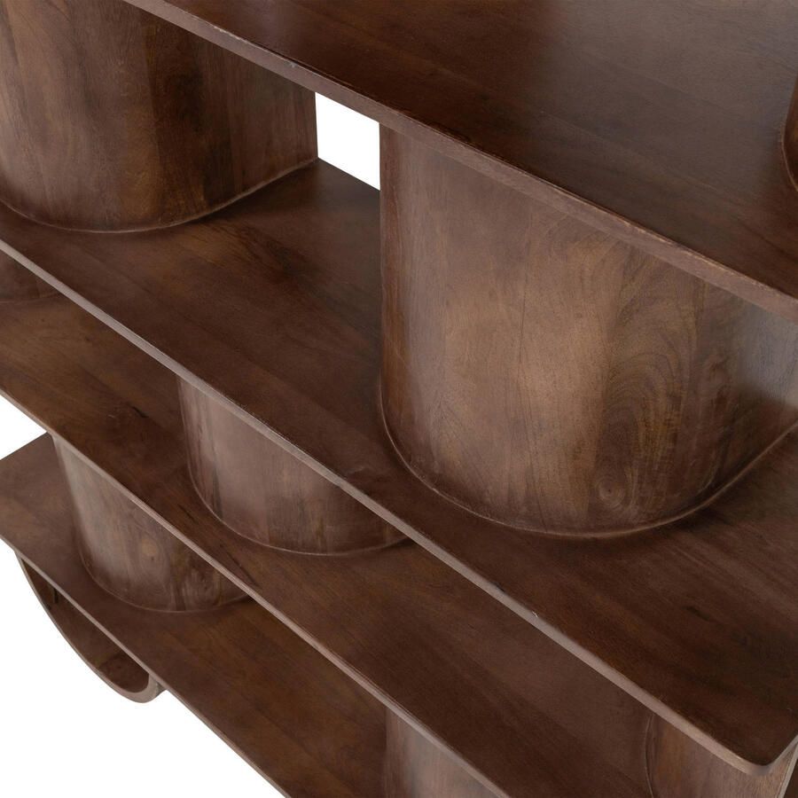 WOOOD Sinne Boekenkast Mangohout Walnoot Bruin 180X130 - Foto 2