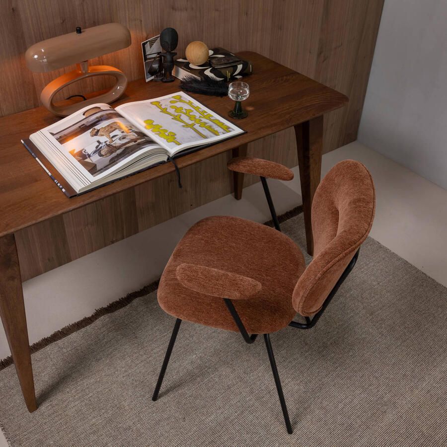 WOOOD Brint eetkamerstoelen met armleuningen roodbruin (set van 2) - Foto 2