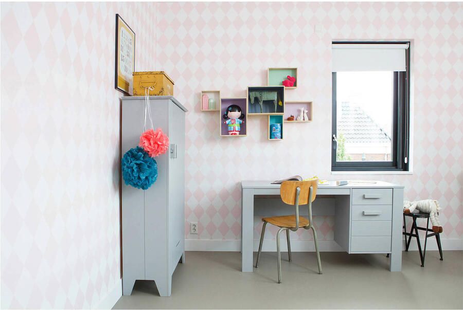 WOOOD Dennis Bureau Grenen Geborsteld Betongrijs 74x141x59 - Foto 3