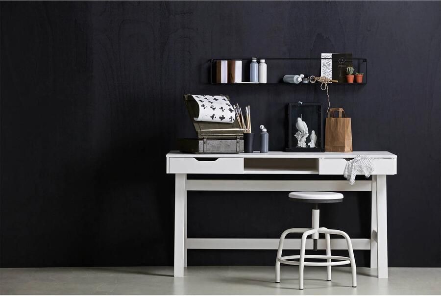 WOOOD Nikki Bureau Grenenhout Wit 75x140x62 cm - Foto 3