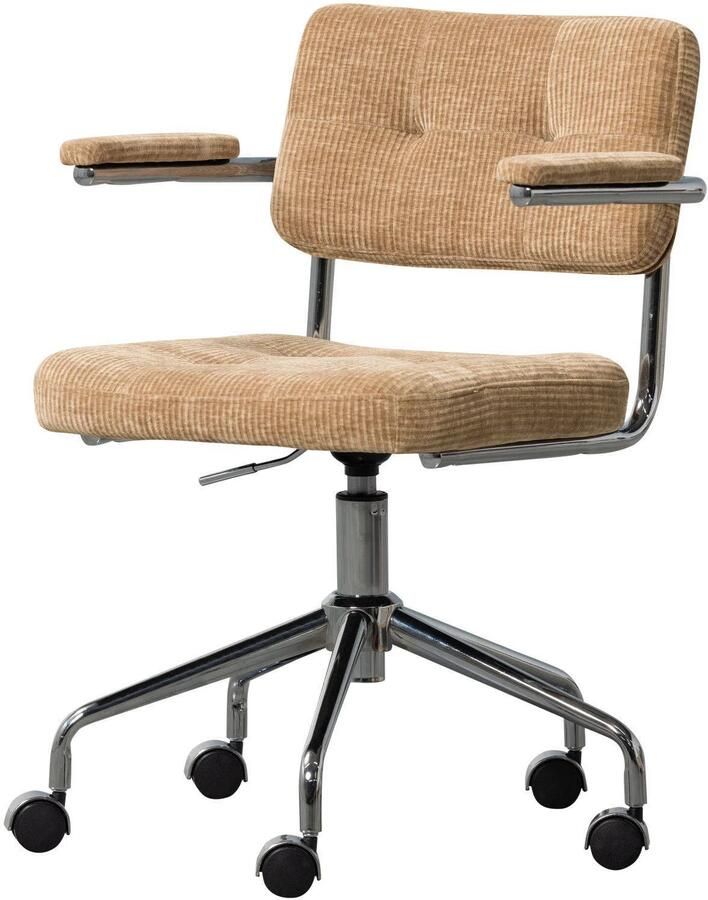 WOOOD Kova Bureaustoel Geweven Ribstof Donkerzand Beige 87x54x80 cm
