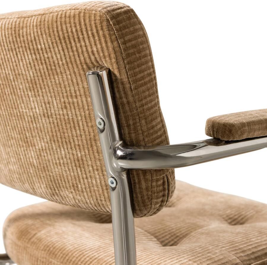 WOOOD Kova Bureaustoel Geweven Ribstof Donkerzand Beige 87x54x80 cm - Foto 3