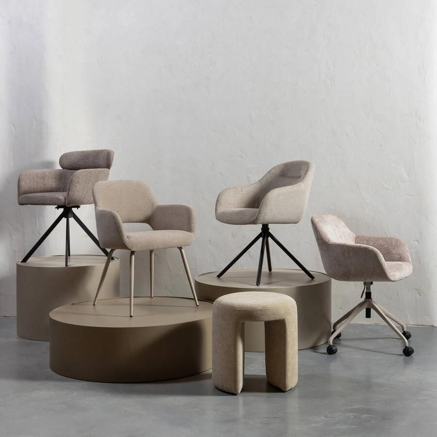 WOOOD Morros Bureaustoel Chenille Stof Taupe 88x57x60 cm