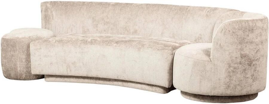 WOOOD Loungebank Combi-Popular: Bank + fauteuil + pouf Met grof chenille gevoerd breedte 345 cm
